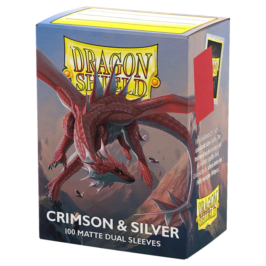 Dragon Shield Dual Matte Sleeves: Crimson & Silver (100)