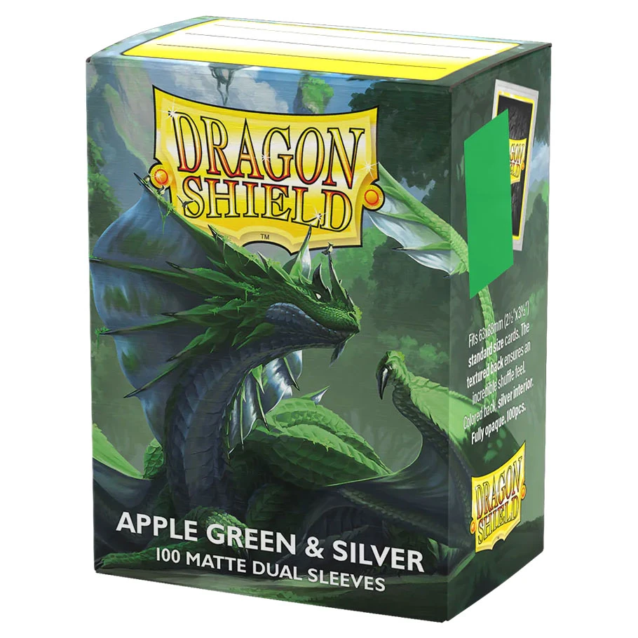 Dragon Shield Dual Matte Sleeves: Apple Green & Silver (100)
