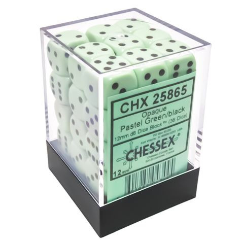 Chessex 12mm d6 Cube: Pastel Green/Black (36)
